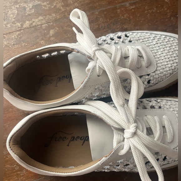 Free People Wimberly Woven Sneakers. White Leather. Size 8. Worn one time